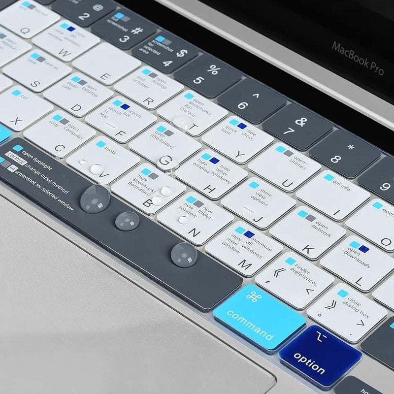 imComor MacBook Pro 13 Shortcuts Keyboard Cover Skin for 2024 MacBook Pro 13 inch M2 A2338 2023 2022 2021 2020 M1 A2338 A2289 A2251 & MacBook Pro 16" A2141 Touch Bar MAC OS Shortcut Keyboard Protector Skin - Image 4